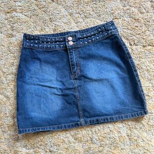 Denim Studded Mini Skirt